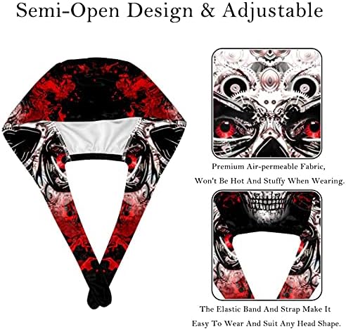 Niaocpwy Art Skull Red Padrão Ajuste ajustável Chapéus unissex, tampas de trabalho com botões e banda de moletom