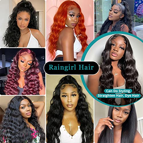 Raingirl 30 polegadas de onda profunda de onda profunda Lace frontal cabelos humanos para mulheres negras 13x4 h-d renda