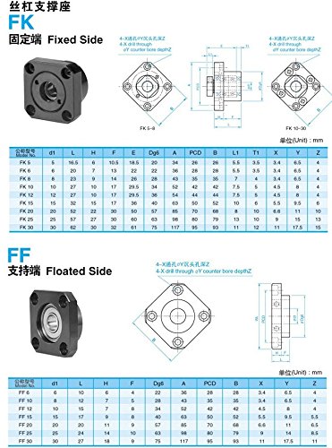 FBT DIA.20mm 2010 Kits de peças CNC CNC 2010 - SFU2010 - L1050 mm + Defletor de metal porca de esfera + FK15 FF15 Suporte