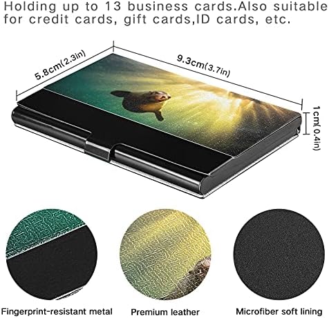 Sea Lion Swimmings Business Card Card para homens Caso de cartas de visita com cartão de crédito de couro de cartão de crédito