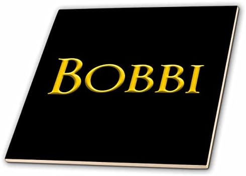 3drose Bobby Nome popular da bebê nos EUA. Amarelo em amuleto preto - telhas