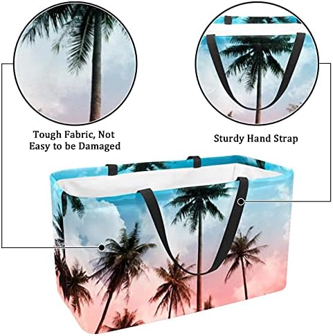 Palmeiras tropicais de coco tropical Trees de verão Sacos de compras de mercearia reutilizáveis ​​ensolarados, sacolas de compras