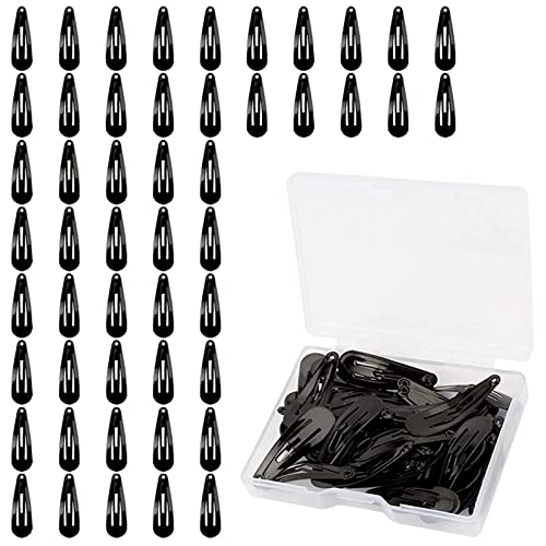 Mjiya 50 clipes de embalagem para cabelos, preto de 1,2 polegada barretas femininas metal snap clips acessórios