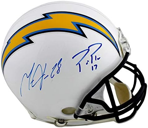 Philip Rivers e Melvin Gordon autografados/assinados em Los Angeles Chargers Riddell Authentic Current NFL Capacete NFL