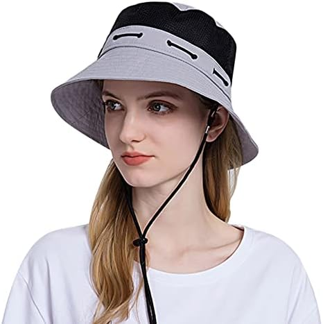 Mulheres Chapéus de balde respirável Alternação ajustável Chapéus de pesca larga Viagem de verão Caps de sol dobrável Casual