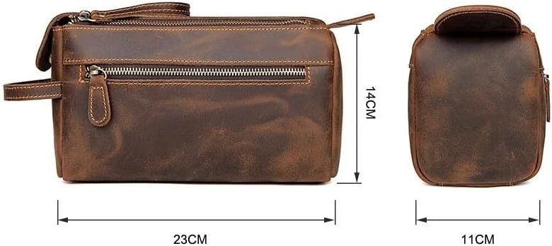 Bolsa de higiene pessoal de couro genuíno eyhlkm para homens lavar a barbear kit dopp mulheres viagens Maquia