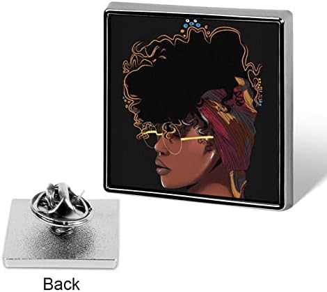 Black Girl Magic Afro Glasses Broche Pins Fashion Metal Metal Distrange Vintage Pin Gifts For Momen Men Clothes Crafts, quadrado