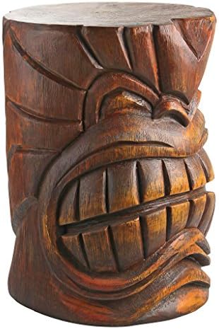 Design Toscano DB383038 O Grande Tiki God Kanaloa Dentes lateral estátua, 20 polegadas, Woodtone