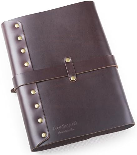 Caderno de revista de couro genuíno clássico de anctafrafraft com fivela de fivela de fivela de 6 anel A5 Lined Craft Paper