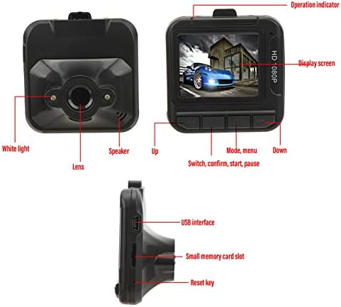 Dash Cam Front, Screen 1.6in Screen 1080p Sensor de detecção de movimento Gravador de condução do carro, 32g SD Card Recordamento