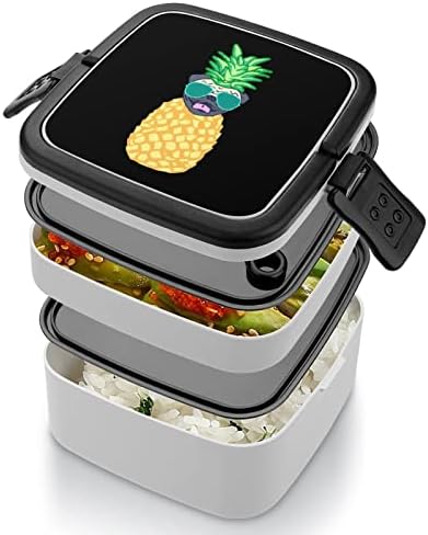 Engraçado pug de abacaxi engraçado tudo em um recipiente de almoço de caixa bento com colher para viagens de trabalho