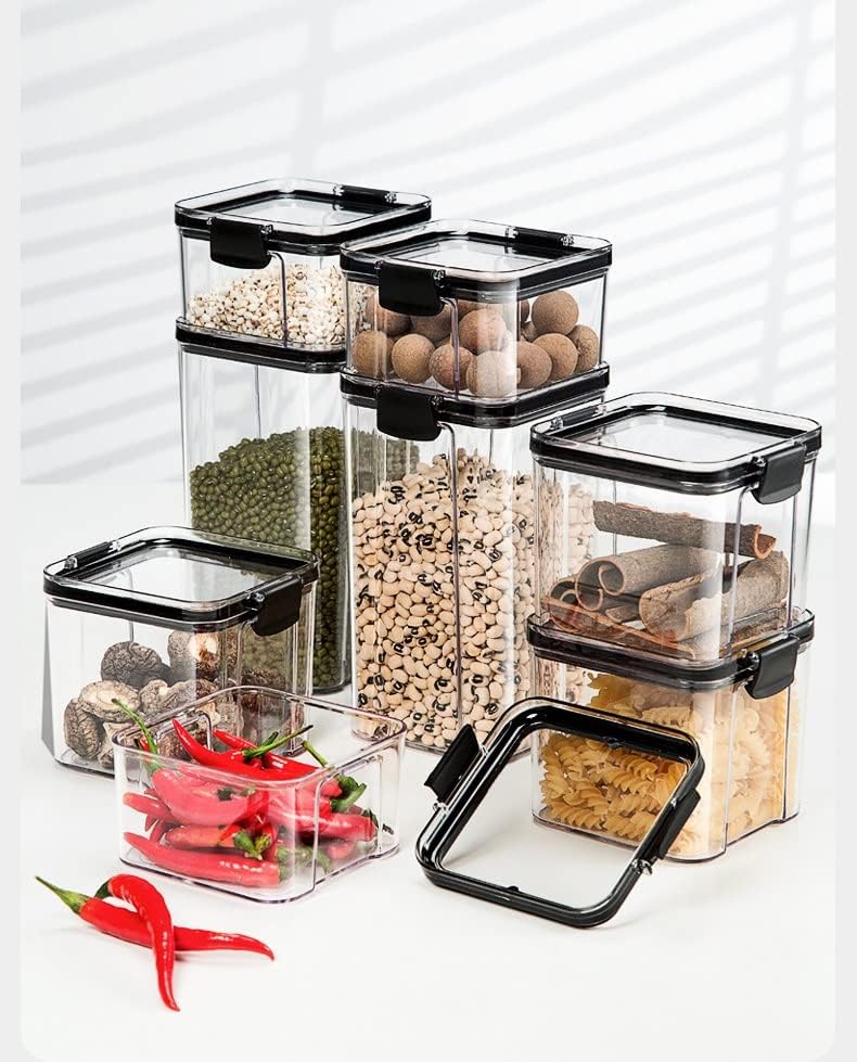 XBWEI 7PCS Recipientes de cozinha Temoning Box Organizer Storage Jars for Cereals Jar para frascos a granel com tampa