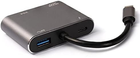 USB TIPO C 4 em 1 Hub para PD, 4K HDMI, VGA e Adaptador USB 3.0, projeção de tela de suporte e arquivos multimídia USB Reading