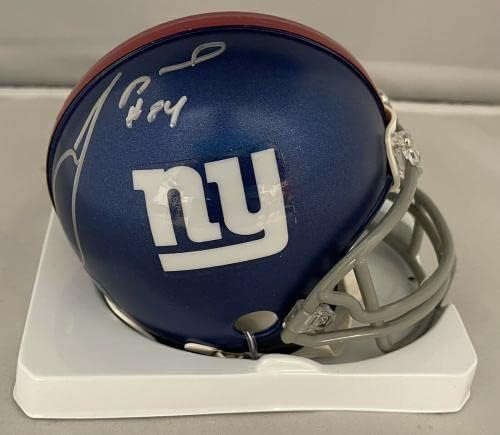 Larry Donnell contratou o New York Giants Mini -Helmet autografado Steiner CoA - Mini capacetes da NFL autografados
