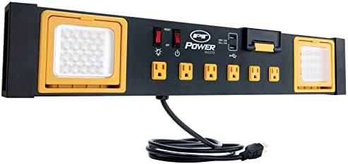 Ferramenta de desempenho W2279 3 em 1 Workshop de metal pesado Faixa de energia com luzes LED e carregadores USB