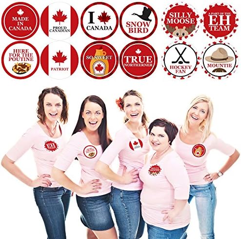 Dia do Canadá - Nome do Partido Canadense Tags - Badges de festa Conjunto de adesivos de 12