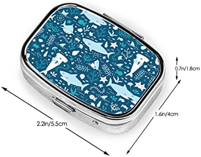 PSVOD Blue Blue Fish Portable Mini Travel Pill Caixa diária - Lembrete de comprimidos quadrados