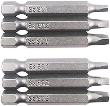 Fongmore 6pcs 1/4 de polegada haste longa Chave de fenda de cabeça quadrada longa Definir ferramentas elétricas SQ1 SQ2 SQ3
