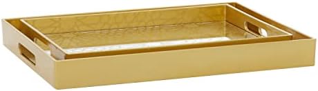 Cosmolor por Cosmopolitan Plastic Geométrico Bandeja Espelhada, Conjunto de 2 16 , 14 W, Ouro