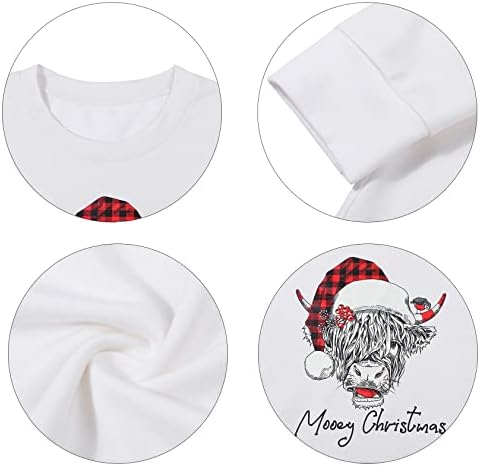 Swingshirs de Natal para o gado feminino Camisas impressas Mooey Christmas Letter Funny Crew Neck Women Tops