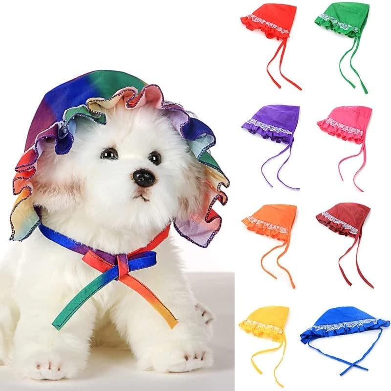 Chapéu de gato de gato de cães de verão Bandanas de renda para cão de sol chapona