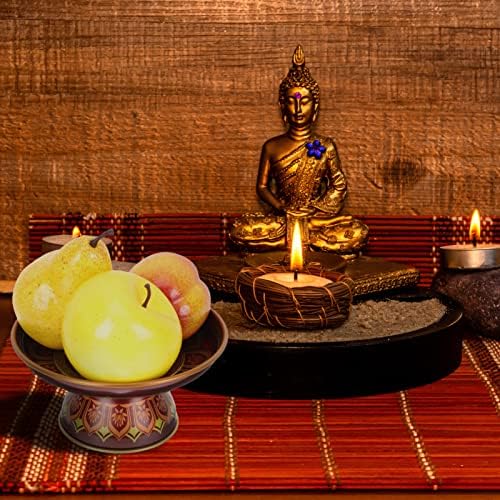 Bandeja de metal zerodeko que oferece prato de altar de altar budista, fruta de fruta de fruta que serve placa feng shui tesouro bigela de riqueza ornamentos prósperos budistas prósperos que oferecem latão artesanal