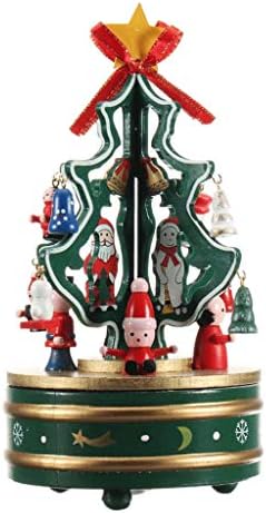 Liuzh Merry-Go-Round Christmas Decoration Box Christmas Roting Music Box