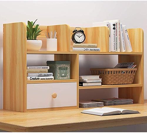 Aserveal Rack Rack Multilayer Wood Desktop Bookshelf Counter Bookcase com gavetas Shees Shees Rack Storage Organizer para livros,