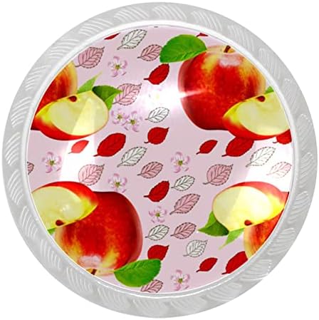 Oryuekan 4 Pack Armário de cozinha botónices maçanetas maçaneta maçaneta maçaneta gaveta puxa maçaneta de porta maçanetas maçanetas de gavetas para gavetas de cômodas, fruta de desenho animado folhas vermelhas