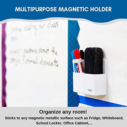 Yes4Quality Magnetic Pen Porta com fortes traseiros magnéticos e 2 compartimentos - suporte de marcador de apagamento seco