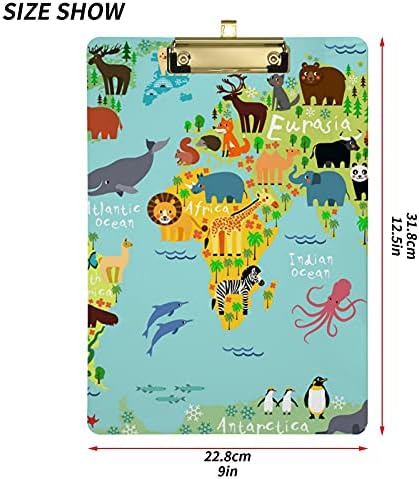 Mapas de plástico de mapa do mundo Animal Placs com clipe de clipe de metal Tamanho da área de transferência de placas de clipe