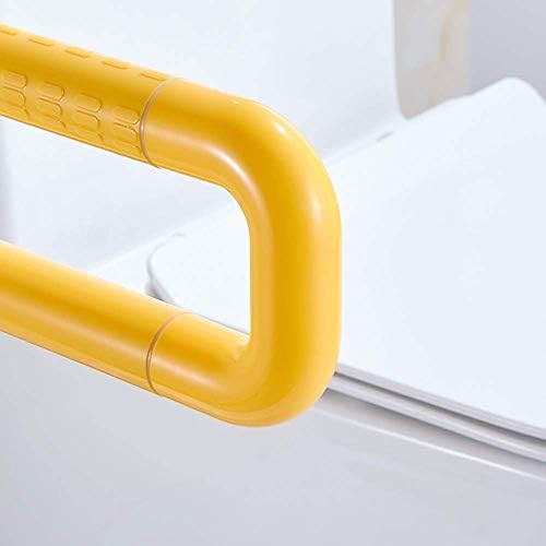 Luofdclddd barra, barra de banheiro de banheiro dobrável, alça de handicap dobrável, aço inoxidável com tubo de nylon amarelo,