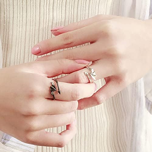 Casal Rings Combating For Woman Man Angel Devil Wings Dragon Arrow Aberto Anéis