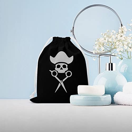 Skull Barber Scissors Saco de armazenamento Bolsa de armazenamento reutilizável Saco de bolsa de bolsa de cordas de cordão para viagem para viagem em casa