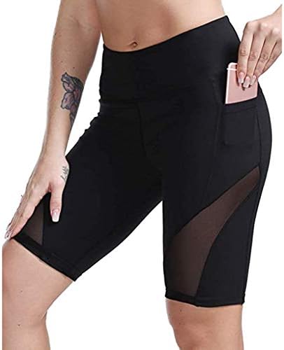 Shorts de ioga de cintura alta com bolsos Controle de barriga Runningyoga Leggings para mulheres não transparentes de corrida de