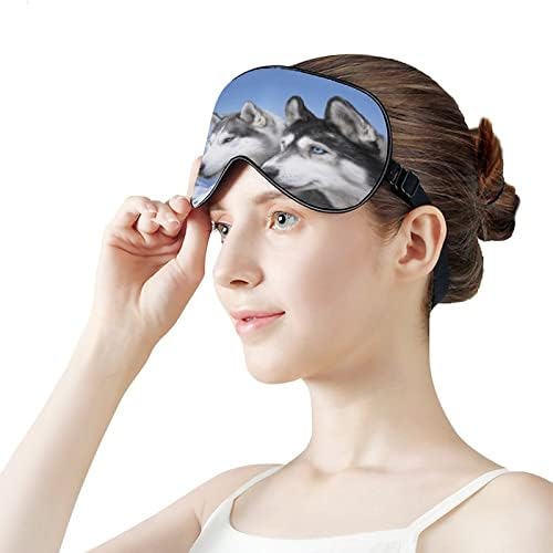 Huskies da Sibéria Sleep Eye Mask Capas de olhos macios Bloqueando luzes vendidas com cinta ajustável para tirar uma soneca