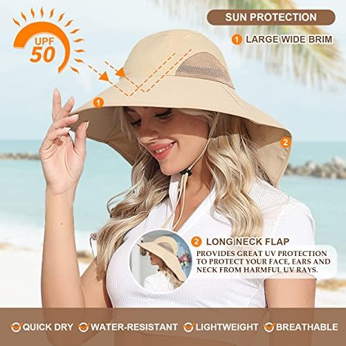 Royal Matrix ao ar livre chapéu com aba do pescoço para mulheres e homens Capéu de pesca UV Proteção de pesca larga chapéu de jardinagem de proteção solar