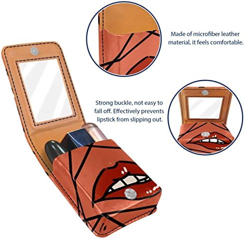 Caixa de batom oryuekan com espelho bolsa de maquiagem portátil fofa bolsa cosmética, padrão geométrico de desenho animado moderno moderno