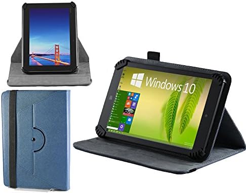 Capa de capa de couro falsa azul da Navitech com 360 suporte de rotação compatível com o tablet Lenovo Tab3 7 essencial de 7 polegadas