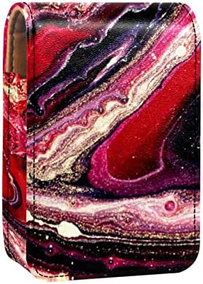 Caixa de batom de batom de viagem Guerotkr, saco de maquiagem portátil de batom com espelho, padrão de textura de flor colorida