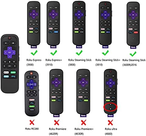 Caso de capa remota compatível com Roku 3600R/3800/3900/Voice RCAL7R Remoto - Symotop Silicone Protective Fits para TCL ROKU Vaporing Stick/Voice/Express/Premiere TV Remote Controller - Black