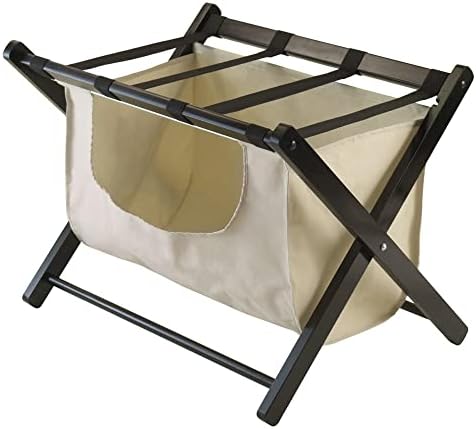 Winsome 92535 Dora Wood dobrável Rack de bagagem com cesta de tecido removível, Espresso