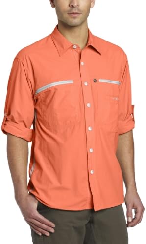Camisa de manga longa de reef de exofficio masculino, coral brilhante, grande
