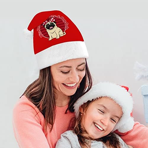 Engraçado pug chapéu de Natal Papai Noel Chapé