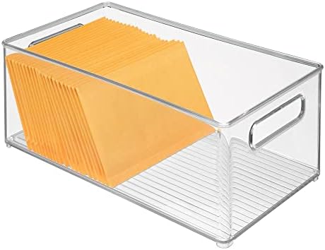 MDESIGN Deep Plastic Storage Organizador Bin, organização de escritório para arquivar armário, armário, prateleiras e mesa