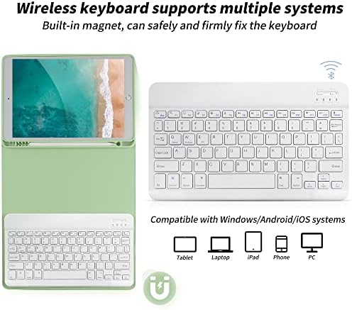 Caixa do teclado AOUB para iPad 9a geração 2021/8th Gen 2020/7th Gen 2019 10,2 polegadas, teclado sem fio Bluetooth destacável,