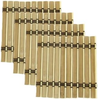 Bamboomn Premium Bamboo Matchstick Coasters - 4,25 x 4,25 - bronzeado escuro - 12 peças