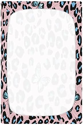 Folha de berço ajustada de Kigai para meninos e meninas Leopard Butterfly Butterfly respirável unissex lençóis para colchões