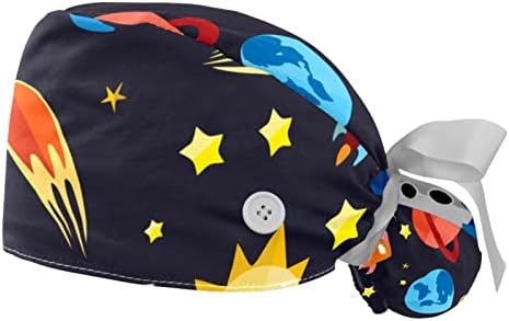 Terra Universo 2 PCs Chapéus Bufos ajustáveis ​​com botões e tampas de gravata da cabeça da fita de banda de suor