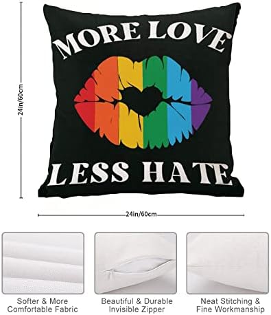 Mais amor menos ódio Sexo Lobo de lábios Capa de travesseiro romântico Caso de travesseiro Gay Pride LGBT Rainbow